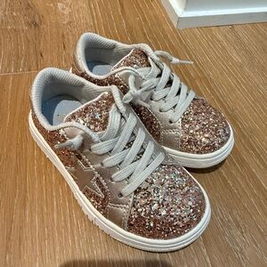 L'Amour Glittery Pink and Silver Kids Sneakers